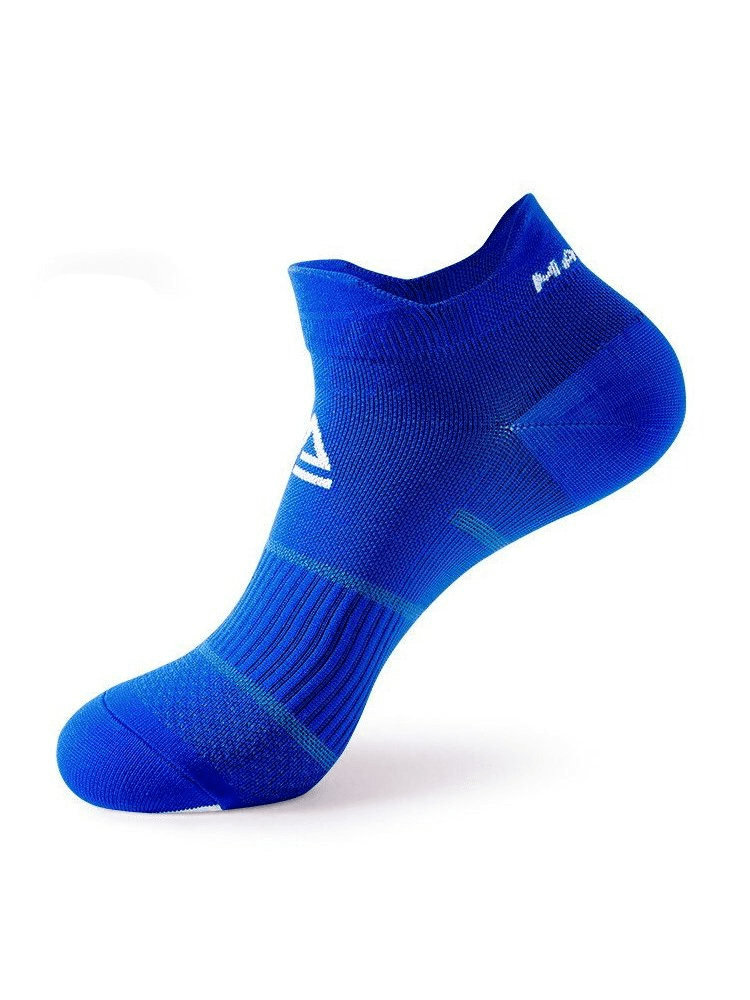 Blue breathable elastic low-rise unisex sports sock offering ankle support, ideal for active wear, product code SF1131.